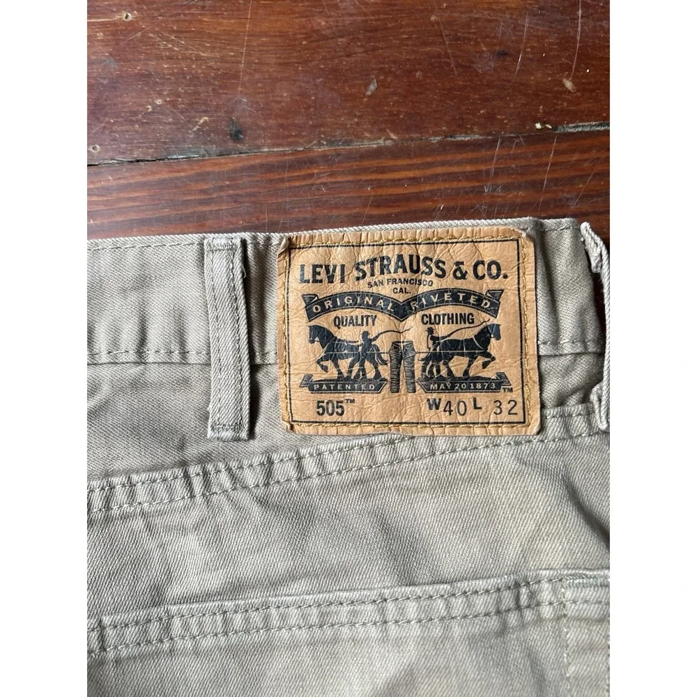 Levis 505 Mens‎ Jeans 40x32 Regular Fit Straight Leg Tan Khaki